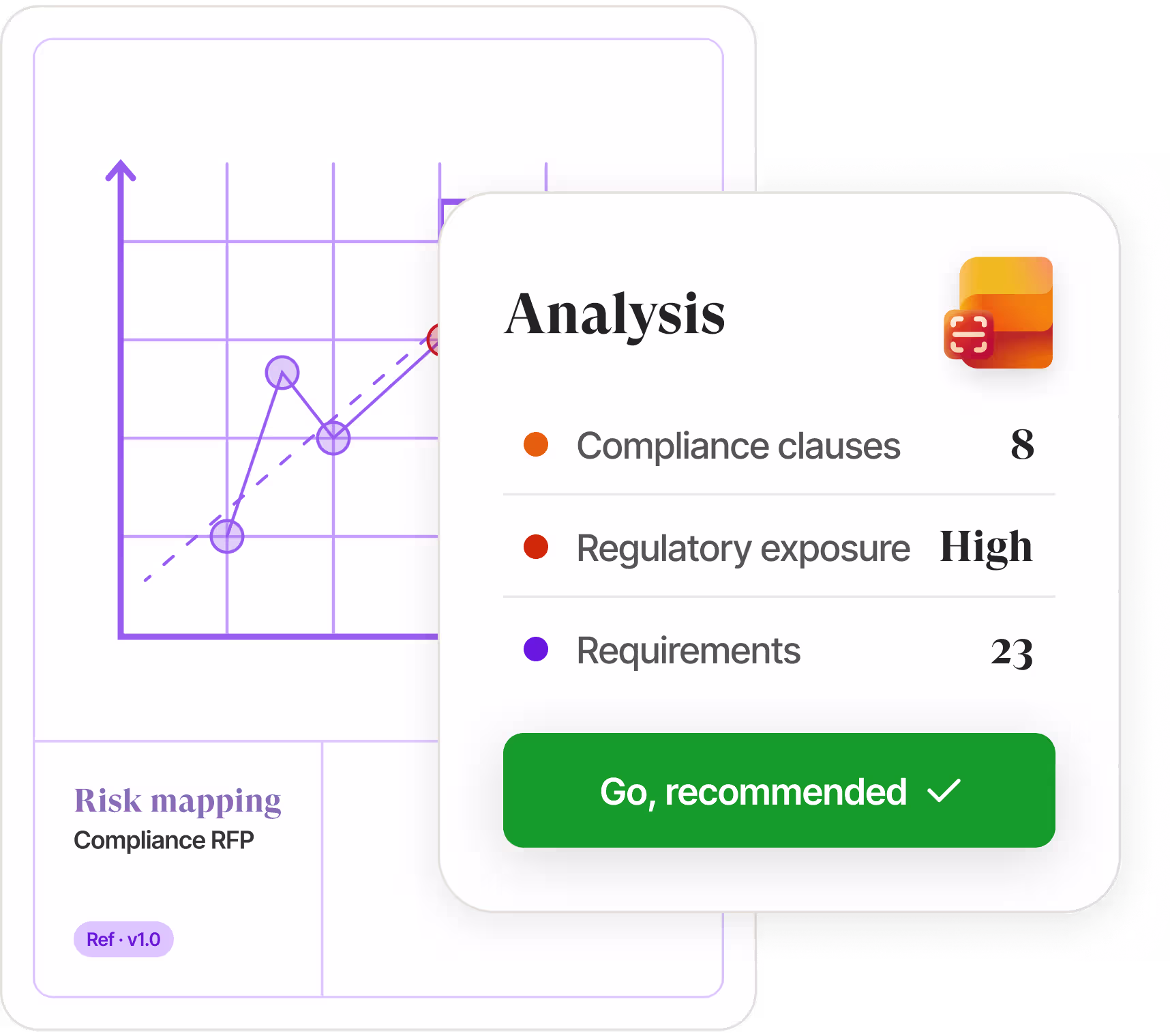 Tender analysis interface showing extracted client, scope, duration and context fields