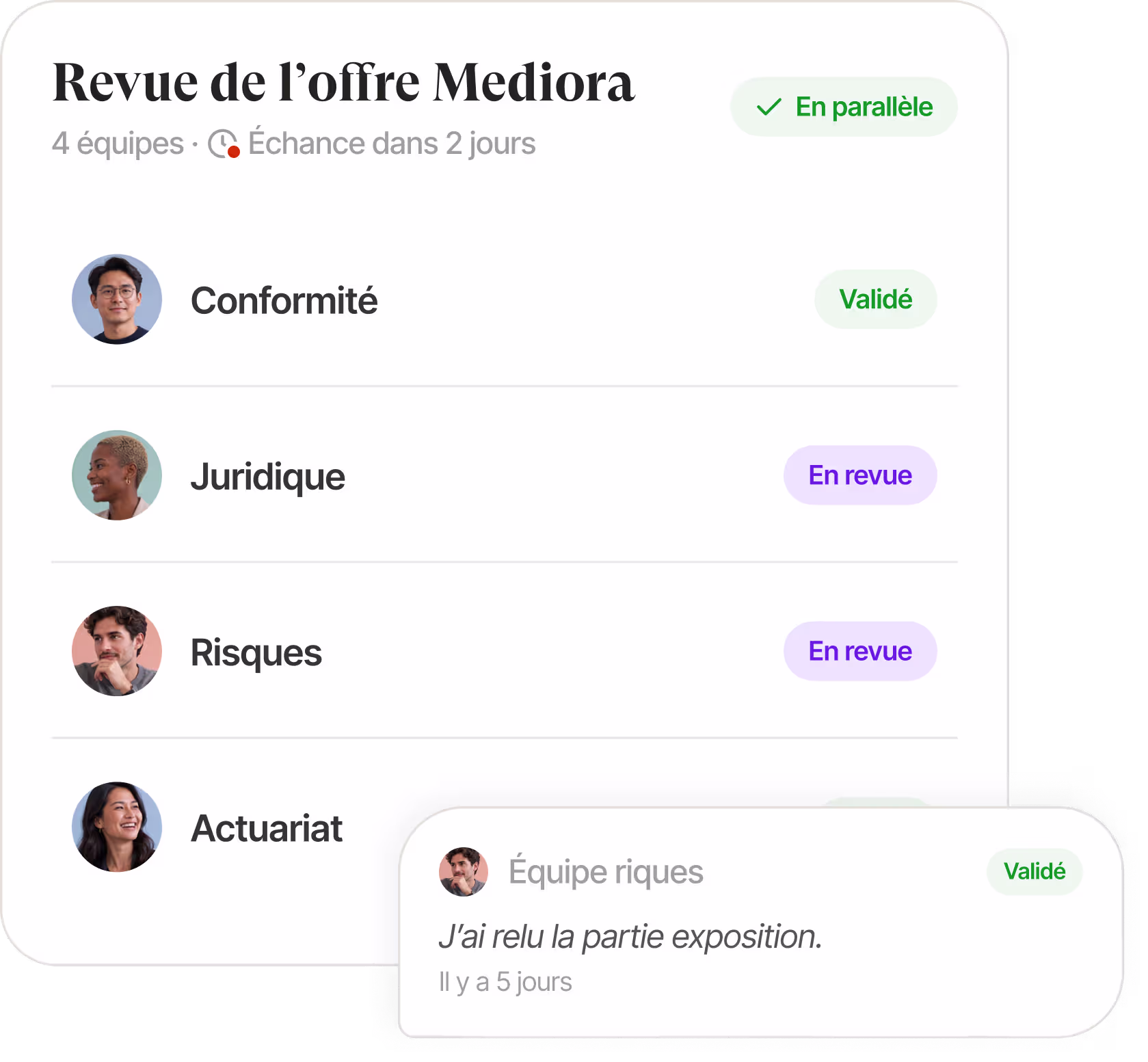 Interface de base de connaissances listant les documents d'appel d'offres avec cases à cocher et filtres