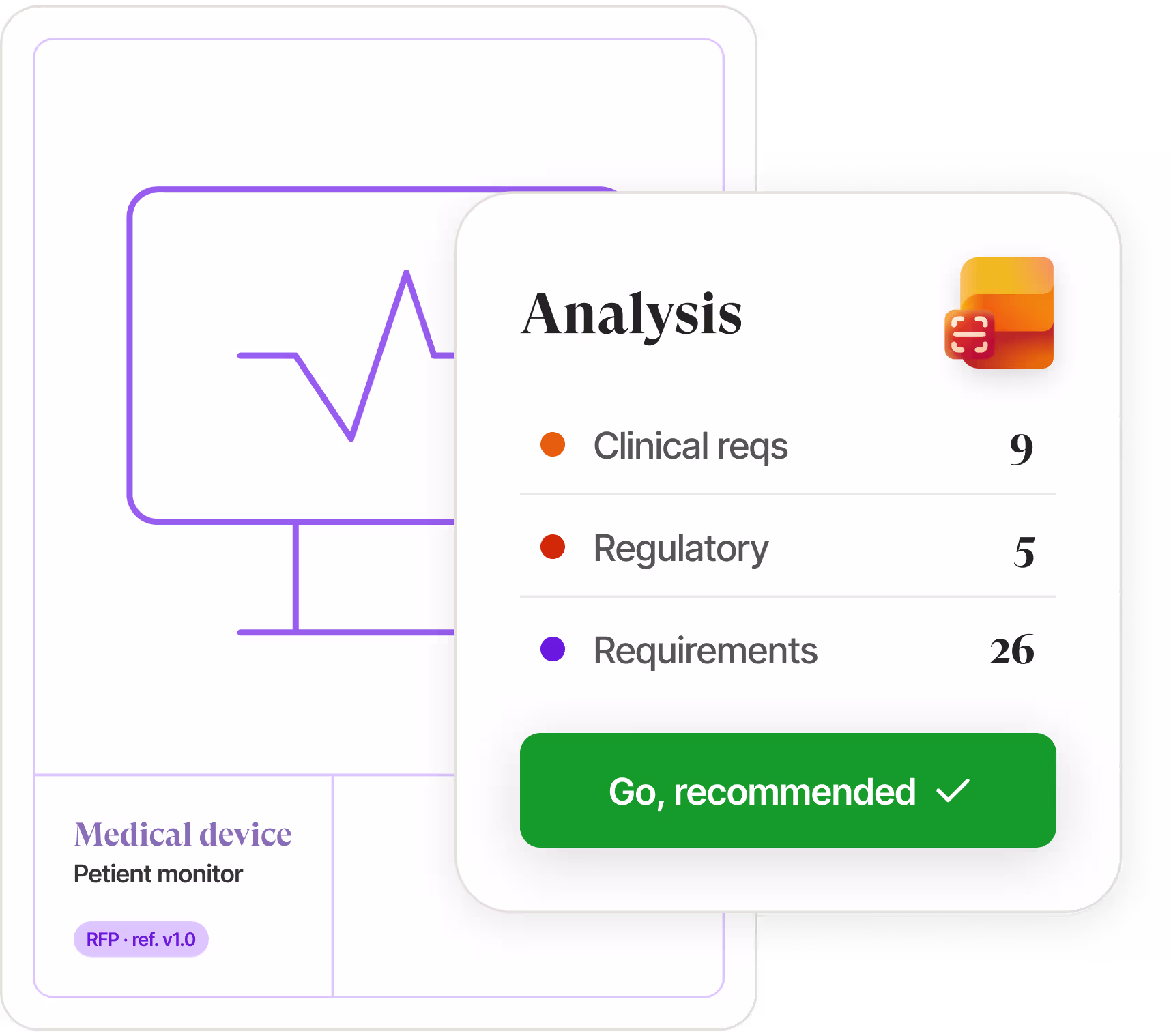Tender analysis interface showing extracted client, scope, duration and context fields