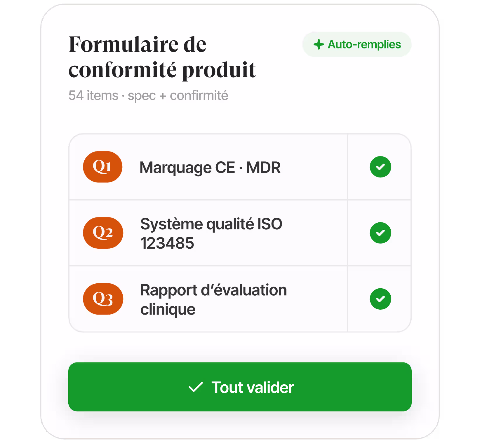 Interface de questionnaire avec réponses pré-remplies et assignations relecteur/validateur