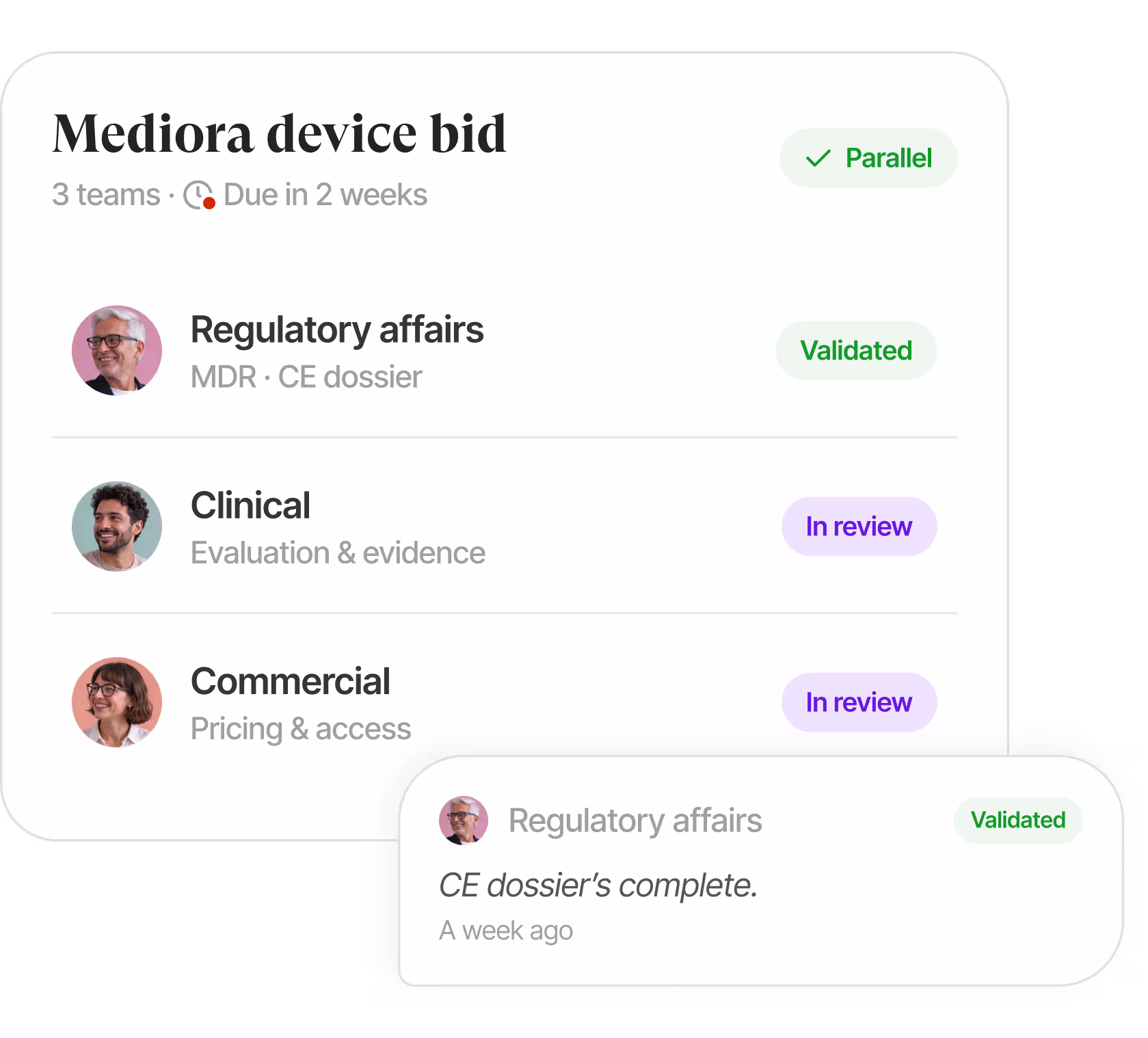 Knowledge base interface listing tender documents with checkboxes and filters