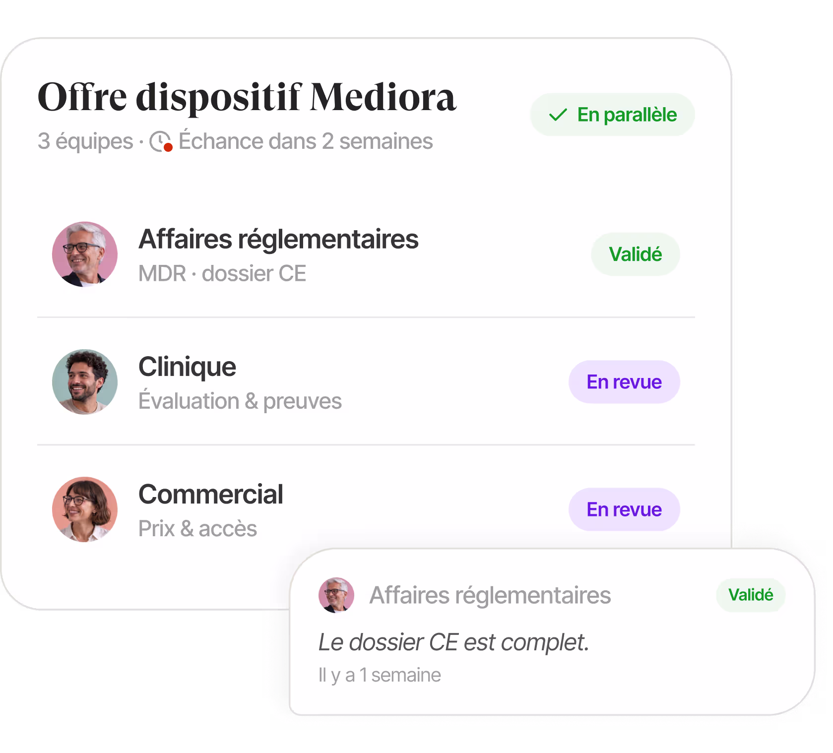 Interface de base de connaissances listant les documents d'appel d'offres avec cases à cocher et filtres